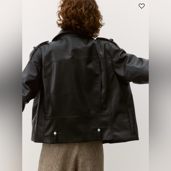 NWT H&M COATED BIKER JACKET - Picture 3 of 12